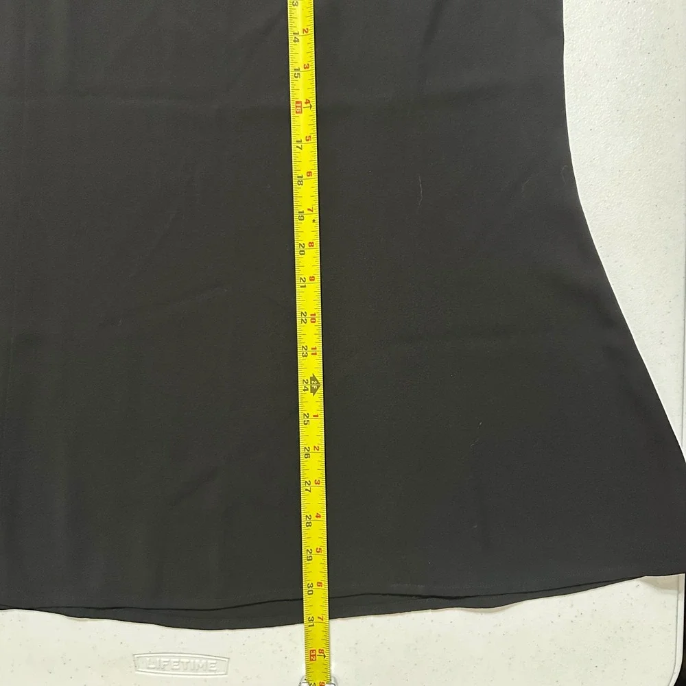 Doncaster Collection Silk Blend A-Line Midi Skirt Black Neutral Minimalist Sz 12